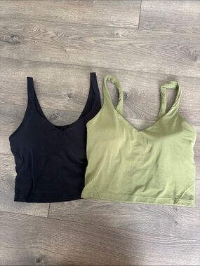 lululemon athletica Scoop Neck Cropped Tanks - Black & Olive
